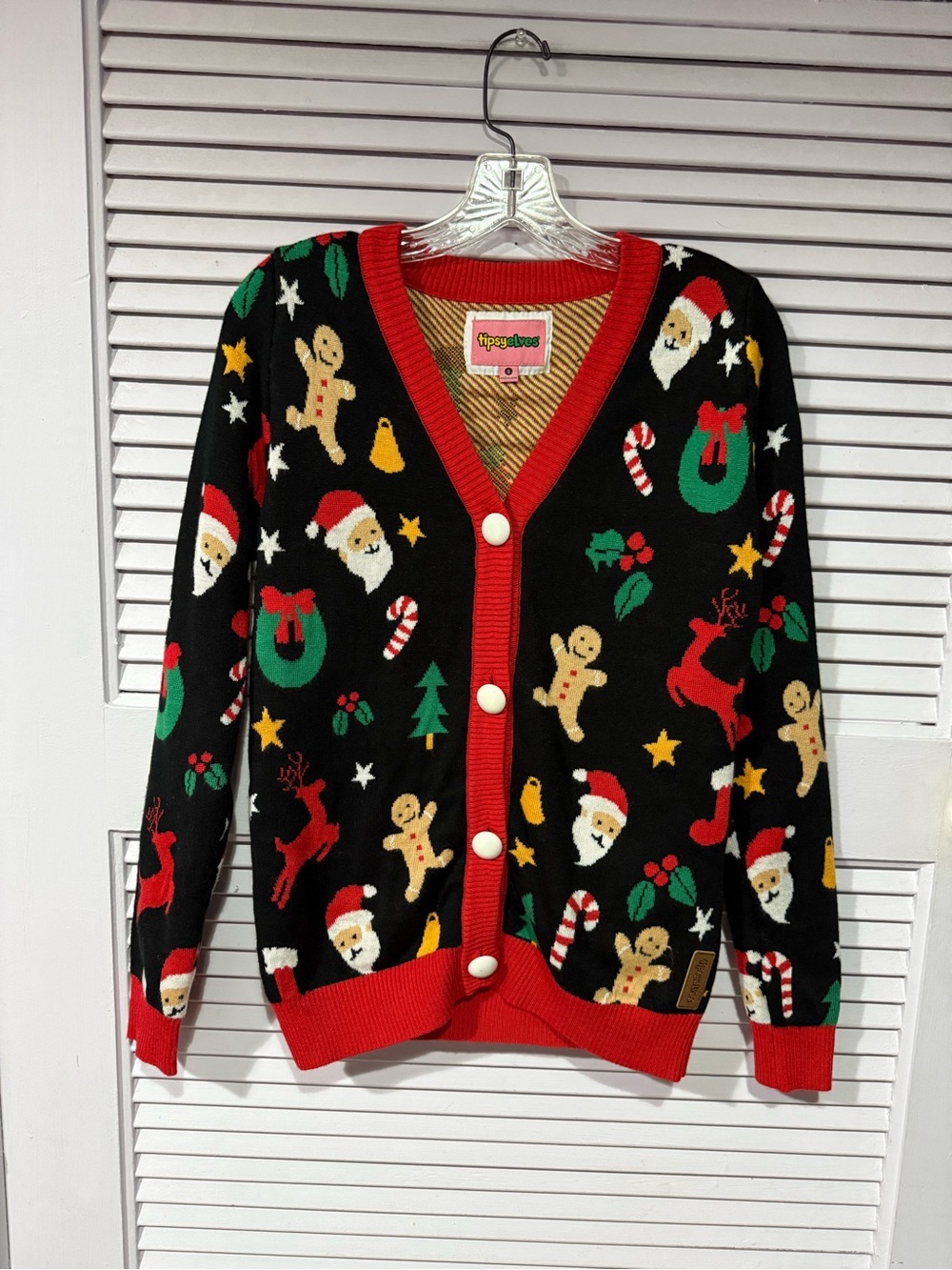 Tipsy Elves Women’s Ugly Christmas Cookie Cutter Cardigan sweater Size : Small